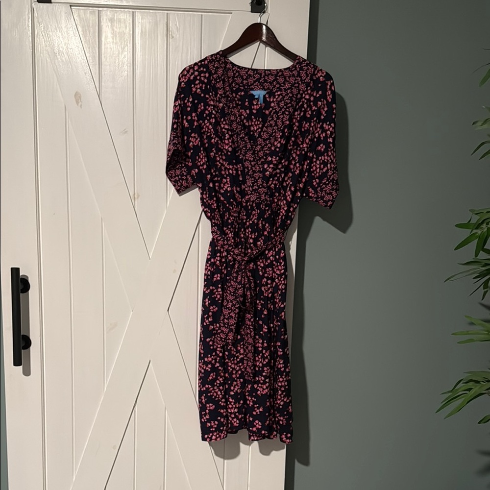 Draper James Pink and Navy Floral Midi Dress